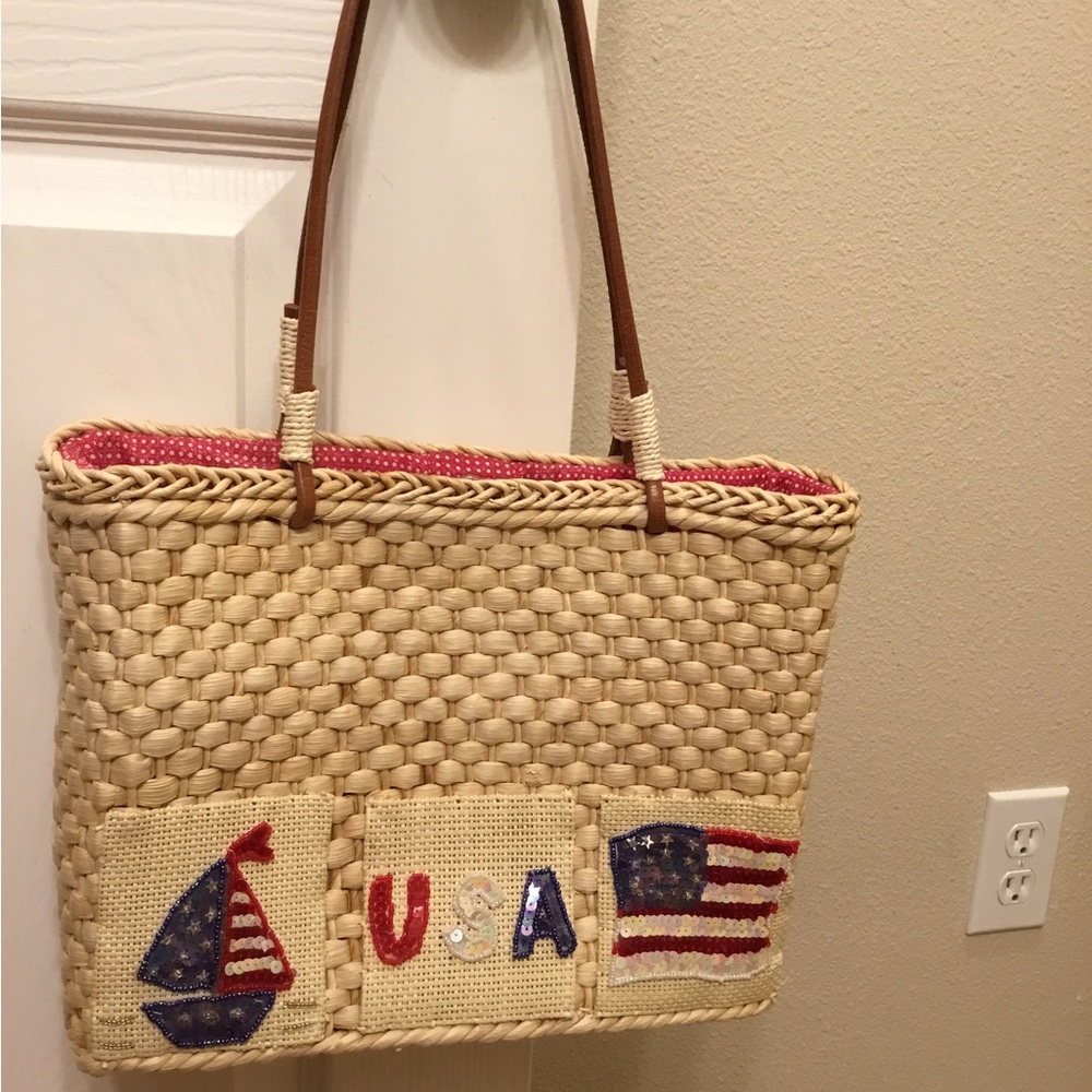 USA Tote Bag with Sequin and Bead Embellishment